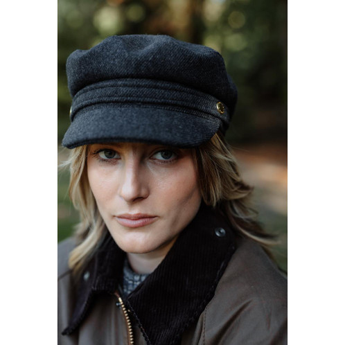 Charcoal Grey Barbour Womens Bothal Bakerboy Cap Lifestyle