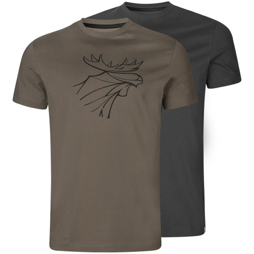 Brown Granite/Phantom Harkila Mens Graphic T-Shirt 2 Pack