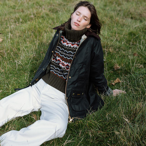 Sage/Ancient Barbour Womens Modern Beadnell Wax Jacket Lifestyle