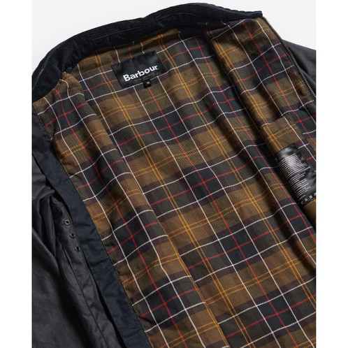 Navy Barbour Mens Short Bedale Wax Jacket Lining