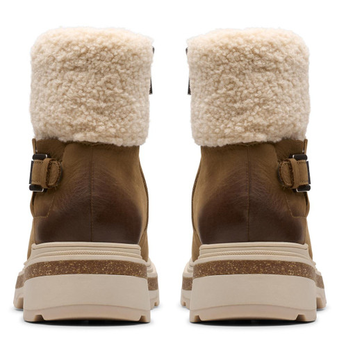 Dark Sand Wlined Clarks Womens Hencroft Madi WP Boot Back