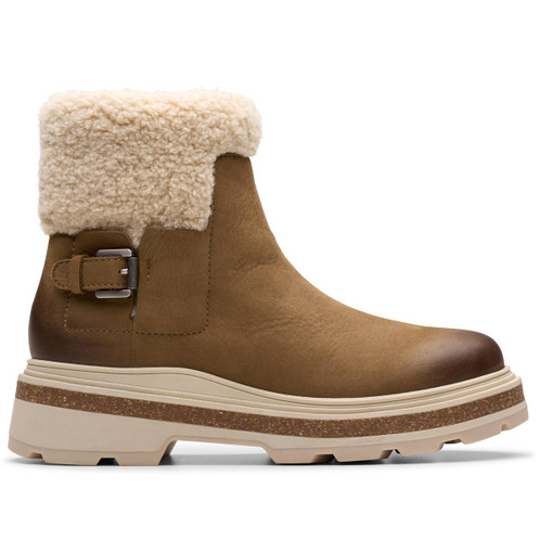 Dark Sand Wlined Clarks Womens Hencroft Madi WP Boot Side