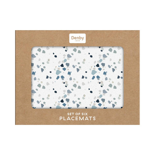 Denby Set of 6 Terrazzo Effect Blue Placemats
