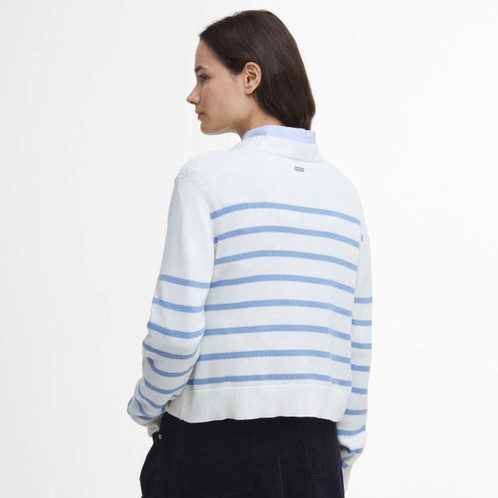 Cloud/Sky Blue Barbour Womens Emery Knitted Jumper Model Back