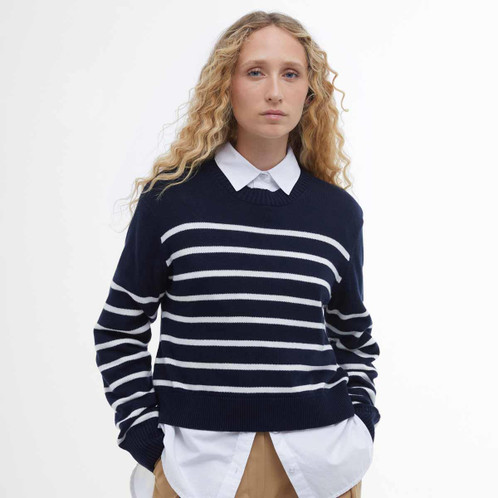 Navy Barbour Womens Emery Knitted Jumper Model Front