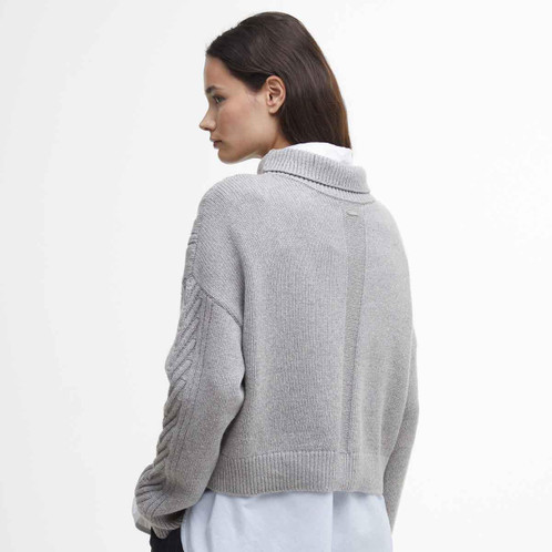 Grey Marl Barbour Womens Beatrix Knitted Jumper Model Back