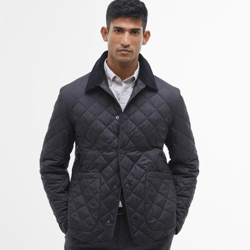 Black Carbon Barbour Mens Lindfield Quilted Jacket Model Front