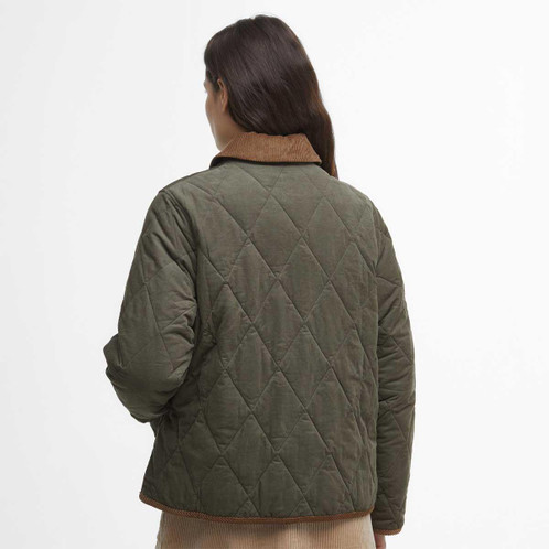 Green Barbour Womens Emilia Quilt Jacket Model Back