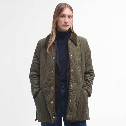 Green Barbour Womens Cornelia Quilt Jacket Model Front