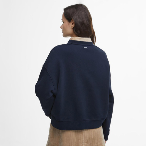 Navy Barbour Womens Silverdale Sweatshirt Model Back