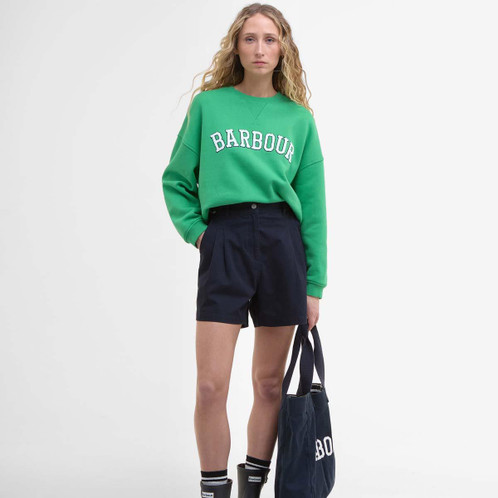 Kelly Green Barbour Womens Silverdale Sweatshirt On Model