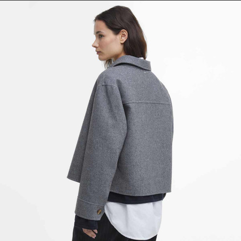 Grey Marl Barbour Womens Emery Overshirt Model Back