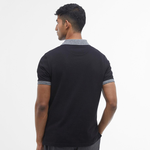Black Barbour Mens Marlton Tailored Fit Polo Shirt Model Back