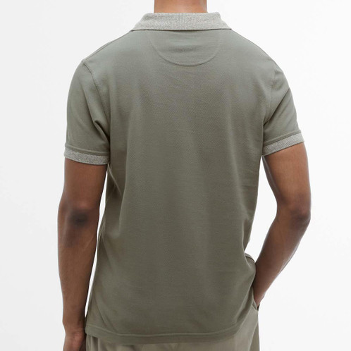 Green Slate Barbour Mens Marlton Tailored Fit Polo Shirt Model Back