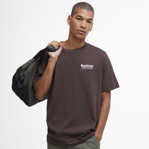Bitter Chocolate Barbour Mens Thornley Relaxed Fit Graphic T-Shirt Model Front