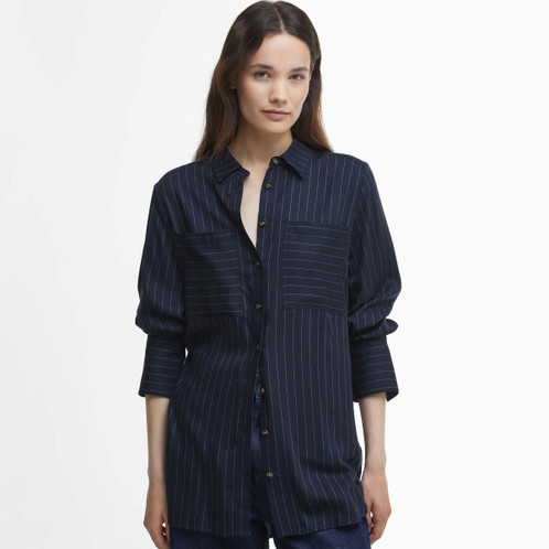 Navy Barbour Womens Carrie Shirt Model Front