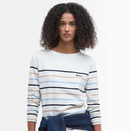 Cloud Stripe Barbour Womens Hawkins Top PRE-SS25 Model Front