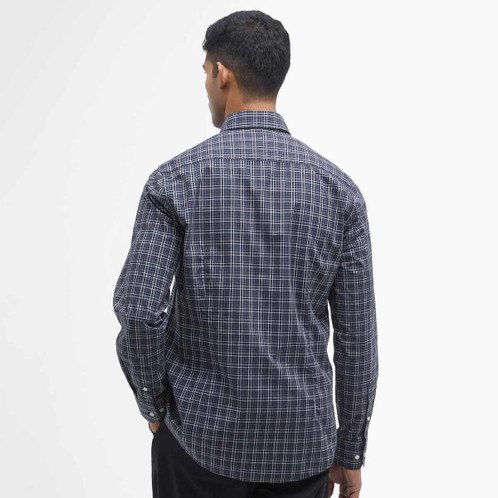 Black Barbour Mens Windale Tailored Fit Checked Shirt Back