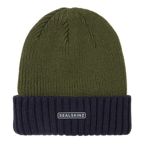 Olive Sealskinz Bacton Waterproof Cold Weather Roll Cuff Beanie