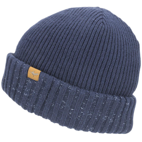 Navy Sealskinz Bacton Waterproof Cold Weather Roll Cuff Beanie