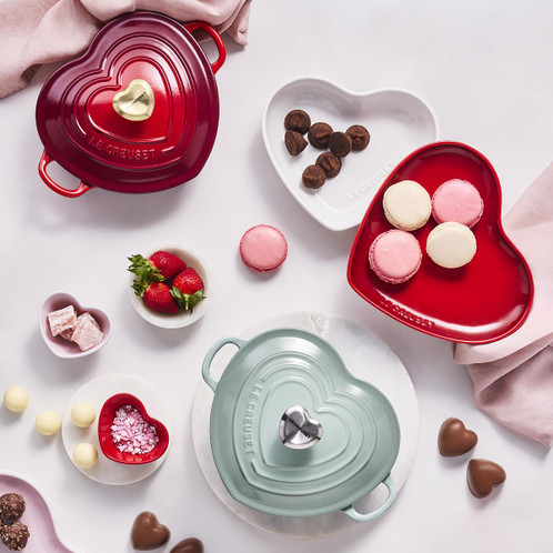 Sea Salt Le Creuset 20cm Cast Iron Heart Casserole Dish Lifestyle