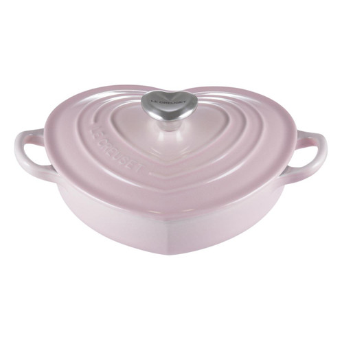 Shell Pink Le Creuset 20cm Cast Iron Heart Shallow Casserole Dish