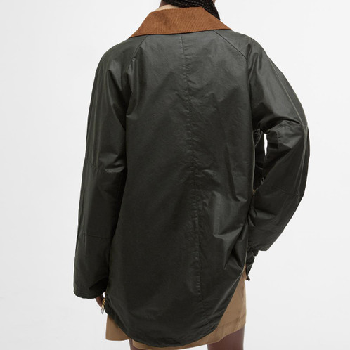 Archive Olive/Ancient Tartan Barbour Womens Raelynn Wax Jacket Model Back