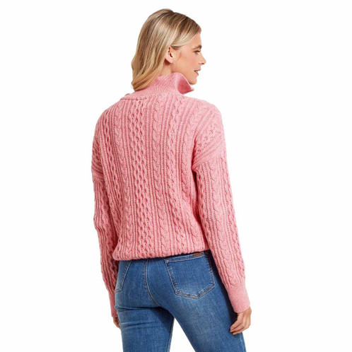 Dusky Pink Schoffel Womens Settle 1/4 Zip Jumper On Model Rear