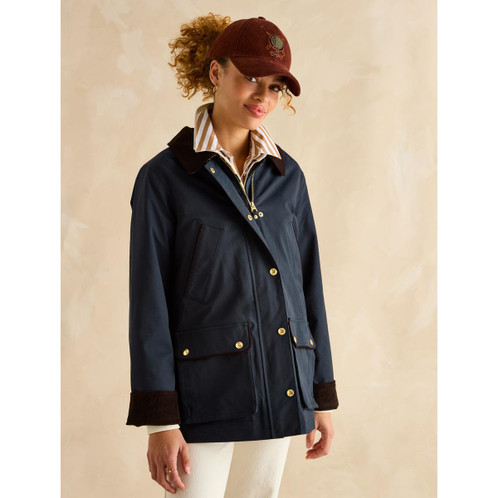 Navy  Joules Womens Katherine Waterproof Jacket On Model