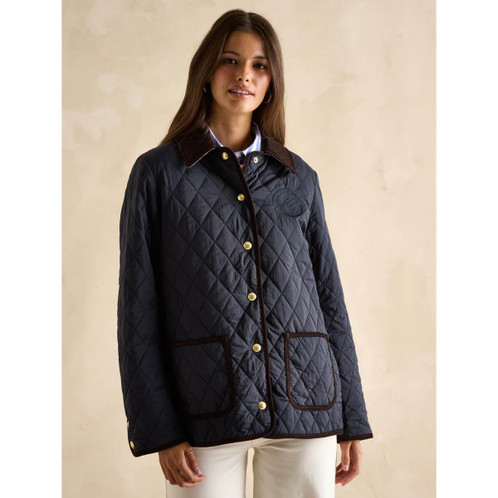 Navy Joules Womens Quinn Quilt Jacket On Model