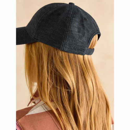 Navy Joules Daley Herringbone Baseball Cap On Model Back