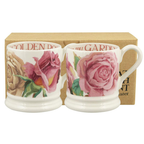 Emma Bridgewater Roses All My Life Set of 2 Half Pint Mugs Boxed