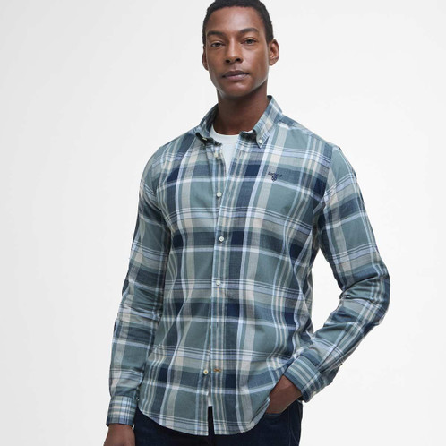 Vintage Teal Barbour Mens Kidd Tailored Shirt Front