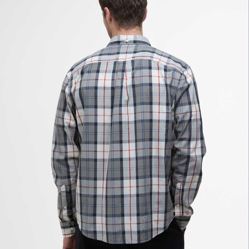Bleached Pine Tartan Barbour Mens Laggon Tartan Tailored Fit Shirt Back
