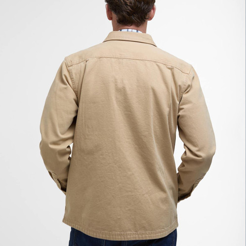 Dark Stone Barbour Mens Lingfield Canvas Overshirt Back