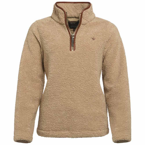 Natural Borg Khaki Borg Holland Cooper Womens Country Borg Fleece Quarter Zip