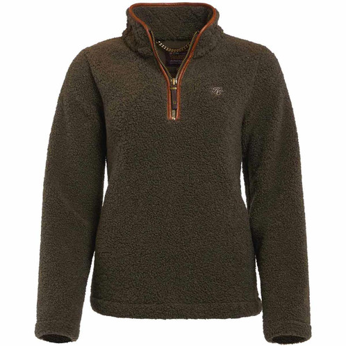 Khaki Borg Holland Cooper Womens Country Borg Fleece Quarter Zip