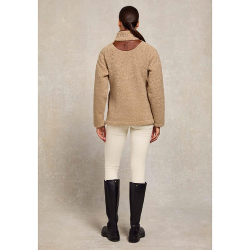 Natural Borg Khaki Borg Holland Cooper Womens Country Borg Fleece Quarter Zip On Model Back