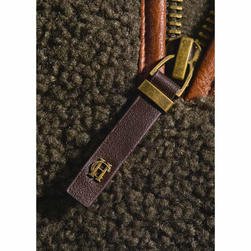 Khaki Borg Holland Cooper Womens Country Borg Fleece Quarter Zip Detail