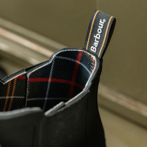 Black Barbour Womens Halton Chelsea Welly Tab