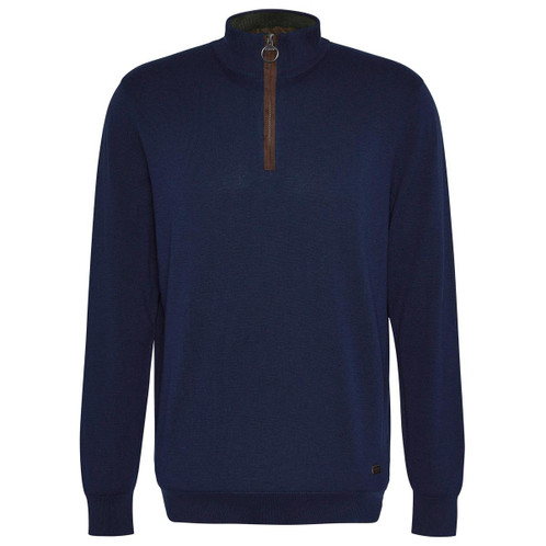 Navy Barbour Mens Bayfield Knitted Half Zip Jumper