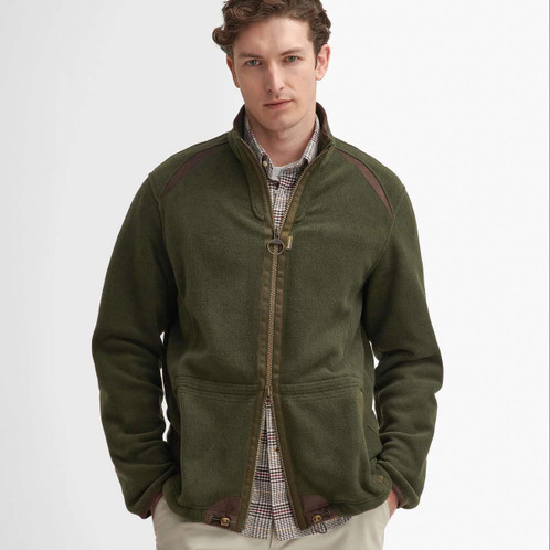 Forest Barbour Mens Langdale Fleece Jacket Front