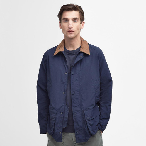 Navy Barbour Mens Ashby Showerproof Jacket Front