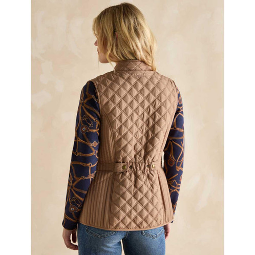Brown Joules Minx Womens Quilted Gilet On Model Rear