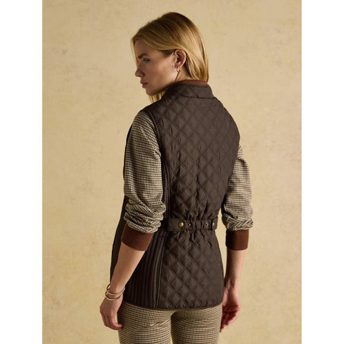 Dark Brown Joules Minx Womens Quilted Gilet On Model Back