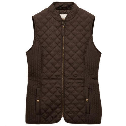 Dark Brown Joules Minx Womens Quilted Gilet On Model