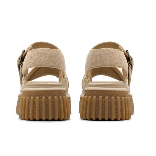 Ecru Suede Clarks Womens Evamar Wish Sandal Back