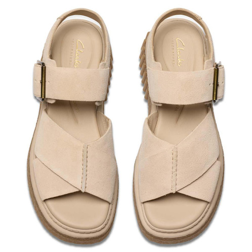Ecru Suede Clarks Womens Evamar Wish Sandal Top