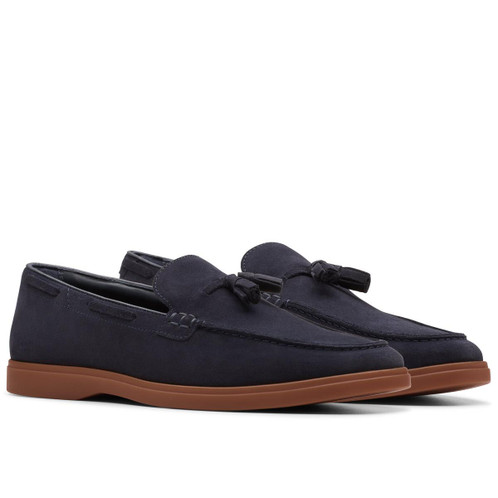 Navy Suede Clarks Mens Torford Tassel Shoe