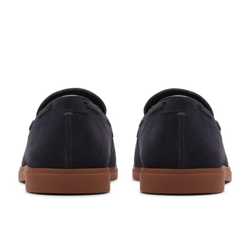 Navy Suede Clarks Mens Torford Tassel Shoe Back